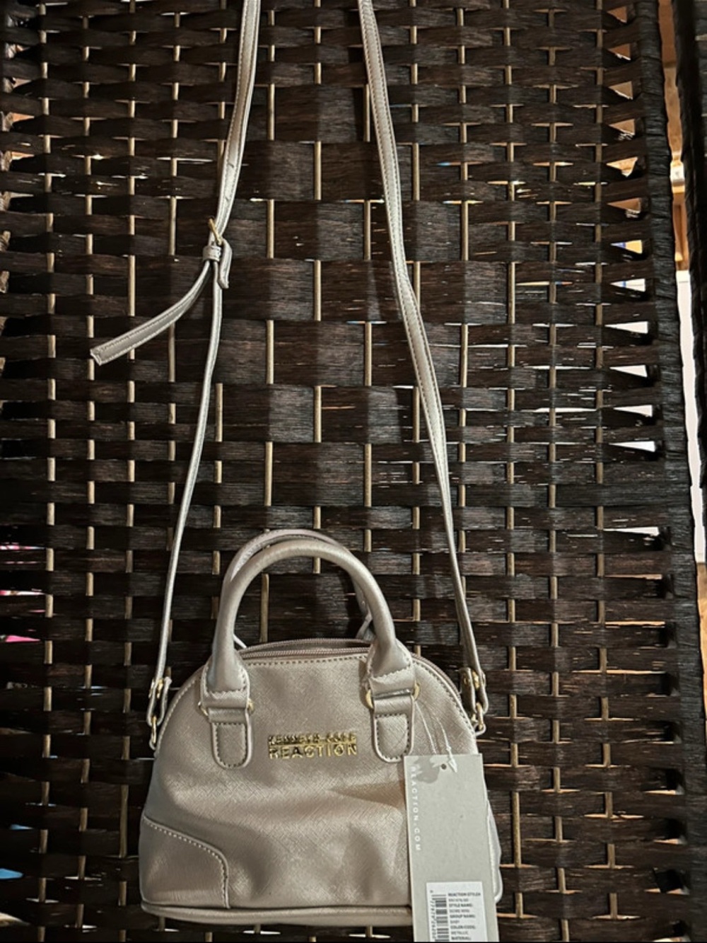 Kenneth Cole Reaction Small Metallic Silver Mini Satchel Crossbody